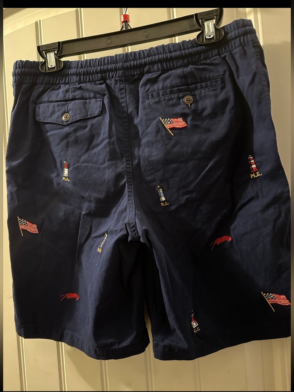 Ralph Lauren Polo NAVY KHAKI Shorts with LIGHTHOUSES, FLAGS, & LOBSTERS Boys 20